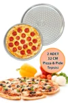 2 Adet Delikli Pizza Tepsisi Lahmacun Pide Tepsisi 32cm