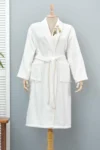 Karaca Home Daily Soft Off White Nakışlı %100 Pamuk Kadın Bornoz S/M